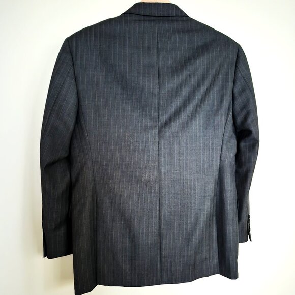 Burberry London Wool Pinstripe Blazer Charcoal Grey, Classic Suit Jacket - Picture 3 of 13